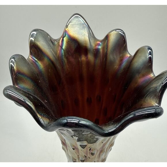 Vintage Northwood Amethyst Carnival Glass Tree Trunk Vase 11.75” - Picture 7 of 7